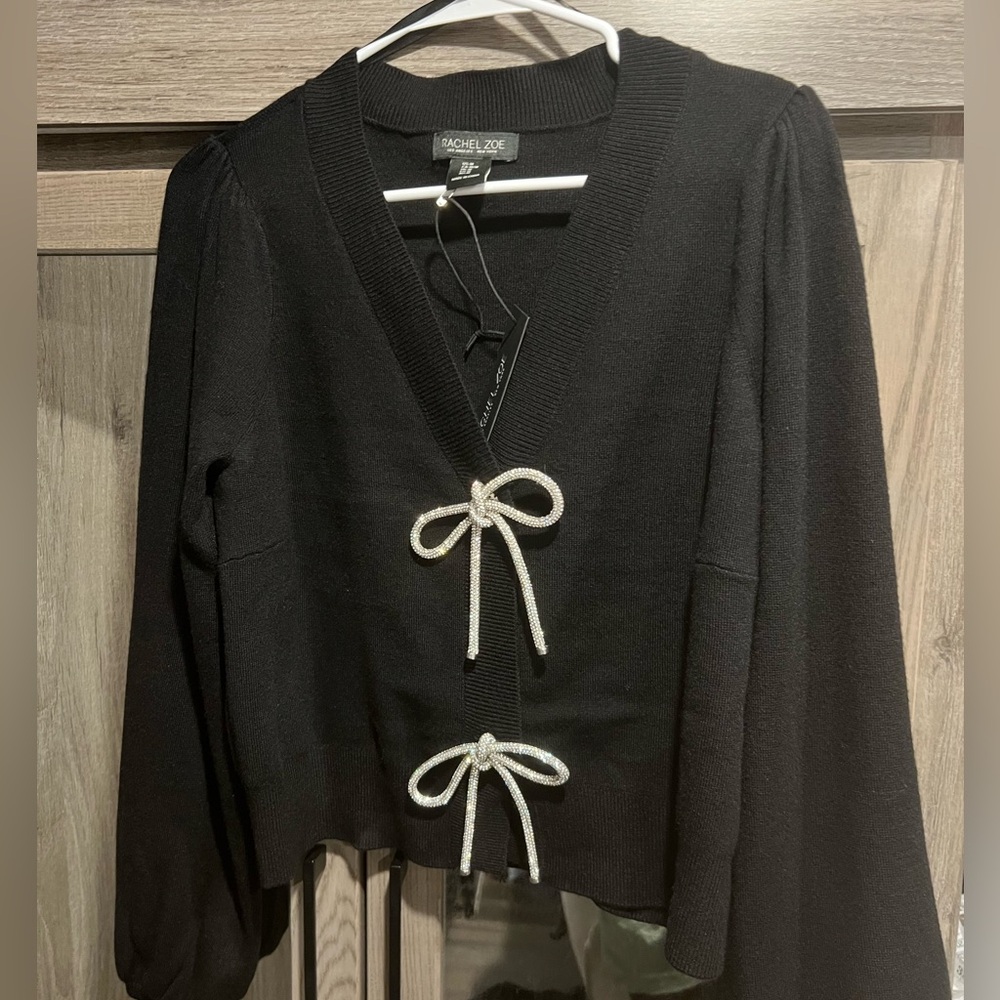 Rachel Zoe Sparkly Bow Cardigan - Picture 3 of 9